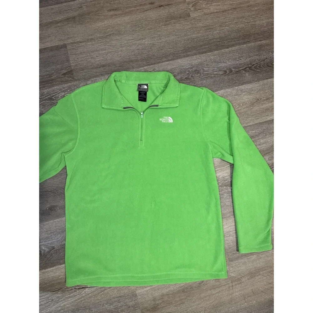 The North Face Sweater Mens M Green Fleece Quarter Zip Sweatshirt‎ Long Sleeve
